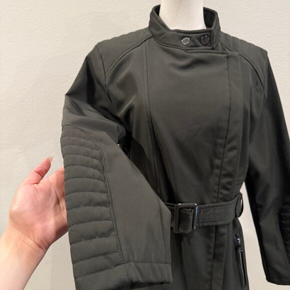Kenneth Cole Olive Green Belted Trench Utility Coat Jacket Women XL Fall Winter - Picture 4 of 10
